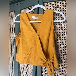 Madewell Mustard Sleeveless Wrap Blouse